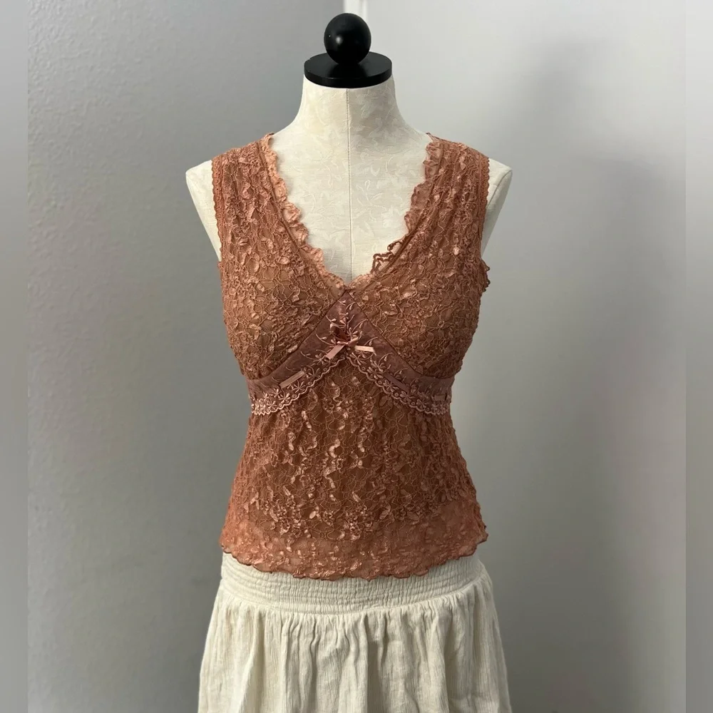 ❌SOLD Y2k Merona Lace & Sequin Sleeveless Blouse - Size S - Picture 1 of 9